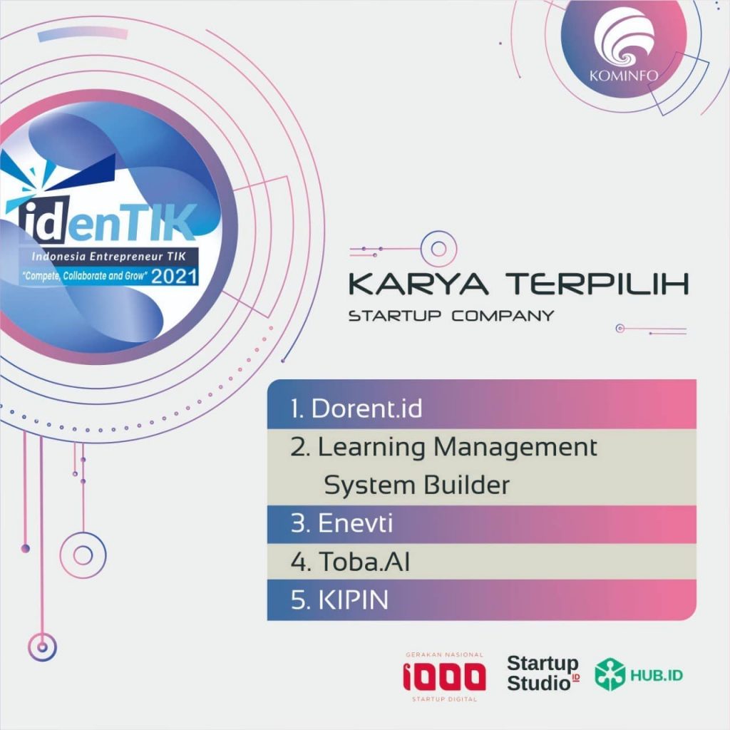 5 Karya Terbaik Start Up Company pada idenTIK 2021 oleh KOMINFO