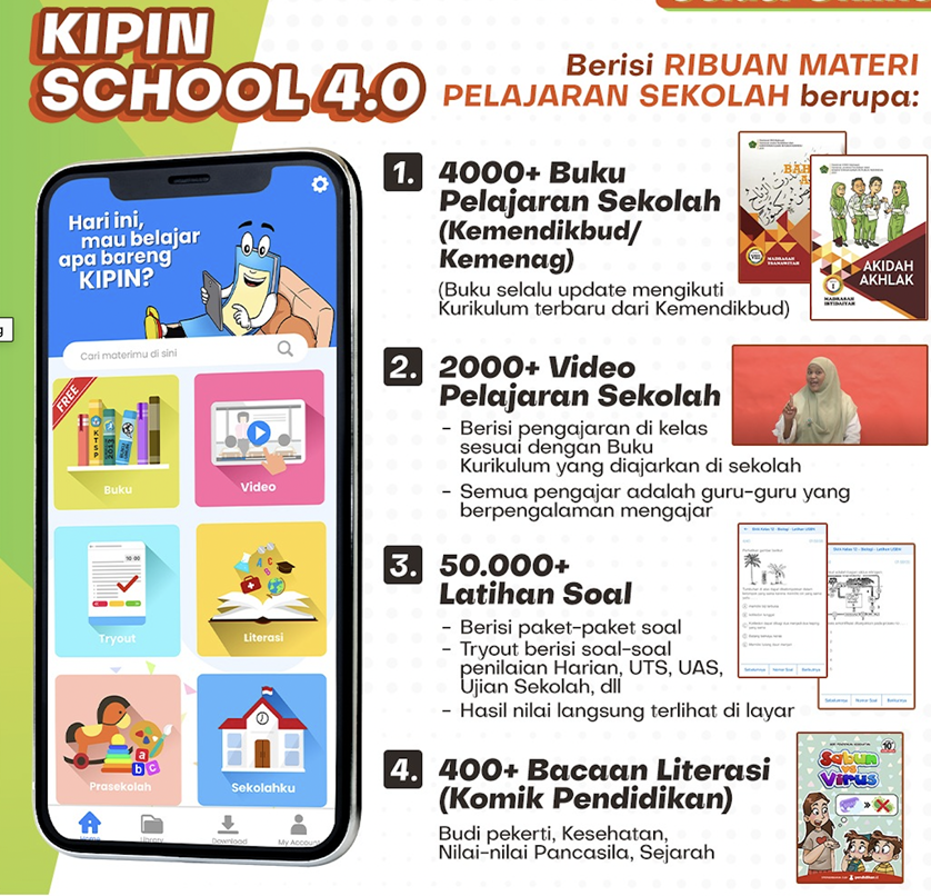 Ribuan Materi Pelajaran Sekolah dalam Kipin School 4.0