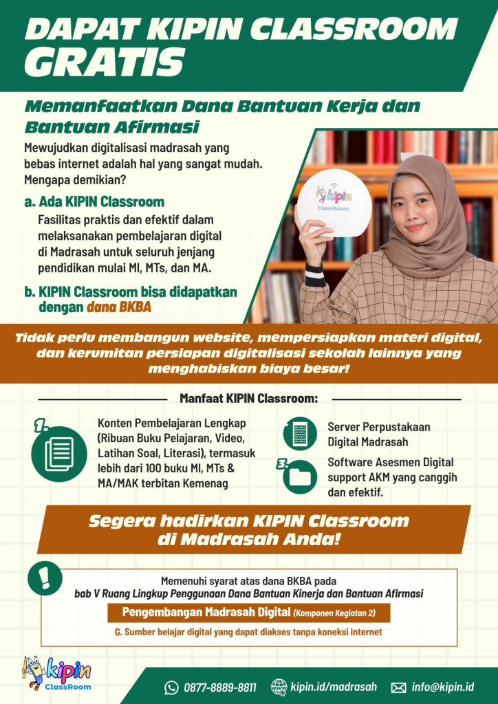 Brosur KIPIN untuk Digitalisasi Madrasah Tanpa Internet Semakin Mudah dengan Bantuan Dana BKBA