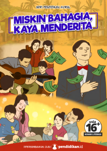 Halaman depan komik literasi "Miskin Bahagia, Kaya Menderita"