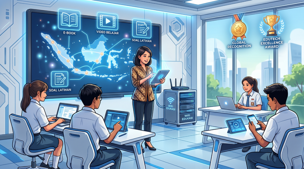 Ilustrasi Digitalisasi Pembelajaran di Kelas dengan EduTech Lokal Berkualitas Internasional
