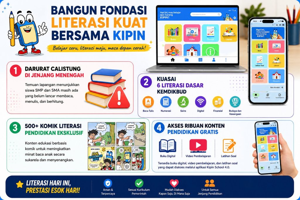 Infografis Membangun Fondasi Literasi Kuat Bersama Kipin