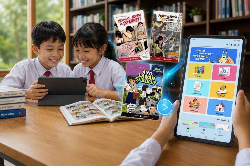 Ilustrasi Peningkatan Literasi Anak Melalui Konten Literasi Kipin