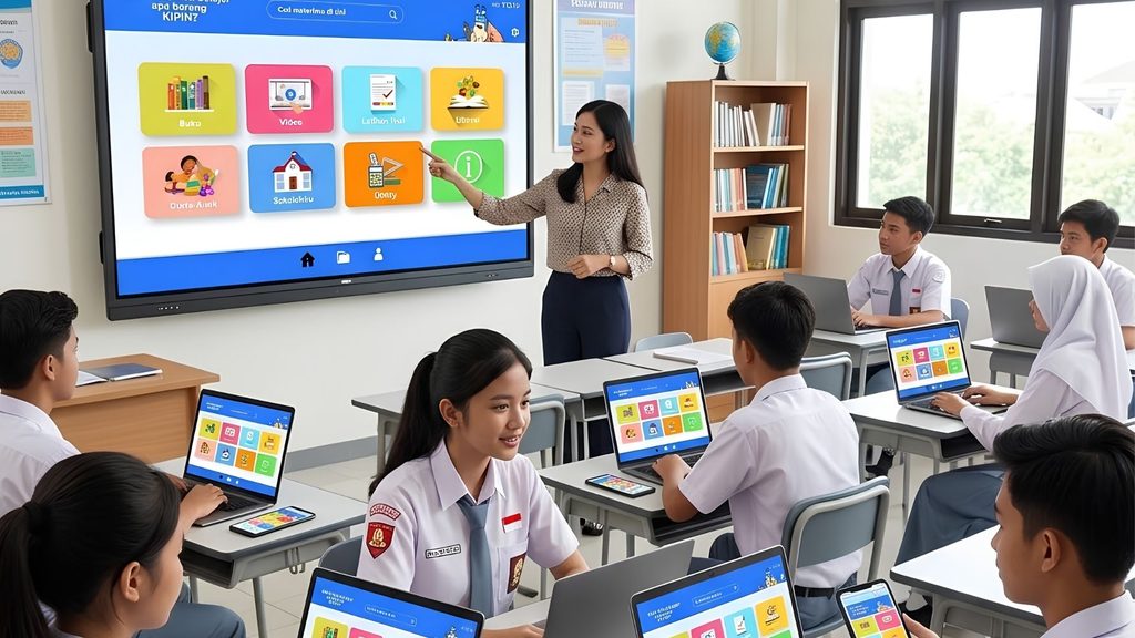 Ilustrasi Kegiatan Belajar dan Mengajar Secara Digital Tanpa Internet Menggunakan Kipin