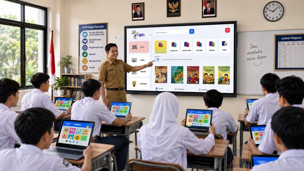 Ilustrasi Pembelajaran Digital di Kelas Tanpa Internet Menggunakan Platform Kipin