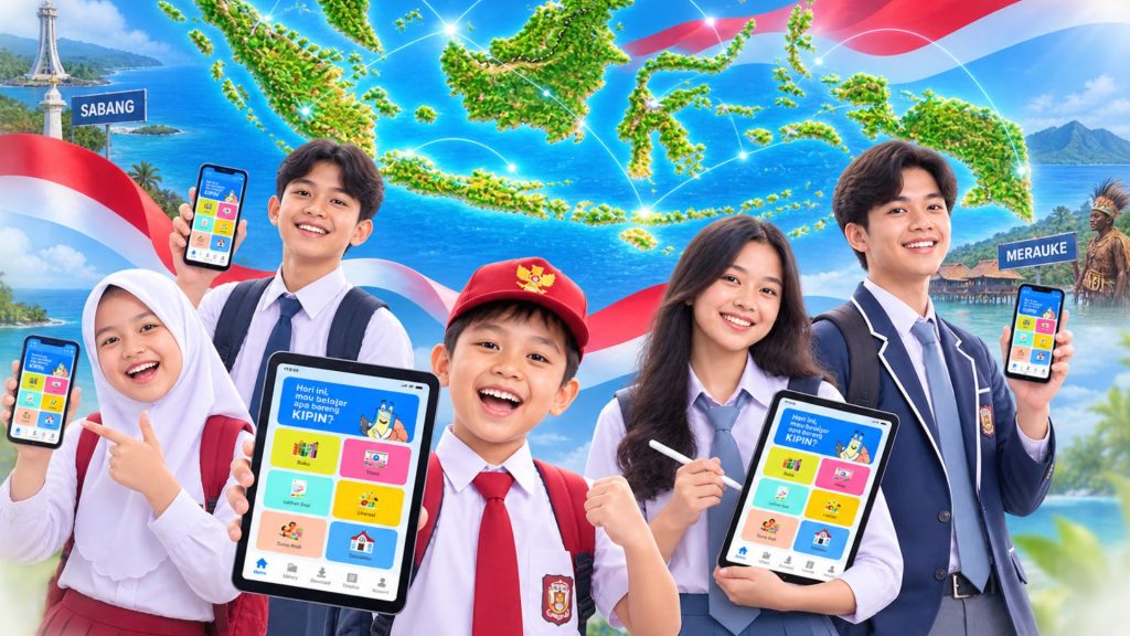 Ilustrasi Pemerataan Pendidikan dengan Digitalisasi Tanpa Internet dari Sabang hingga Merauke dengan Kipin