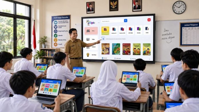 Ilustrasi Pembelajaran Digital di Kelas Tanpa Internet Menggunakan Platform Kipin