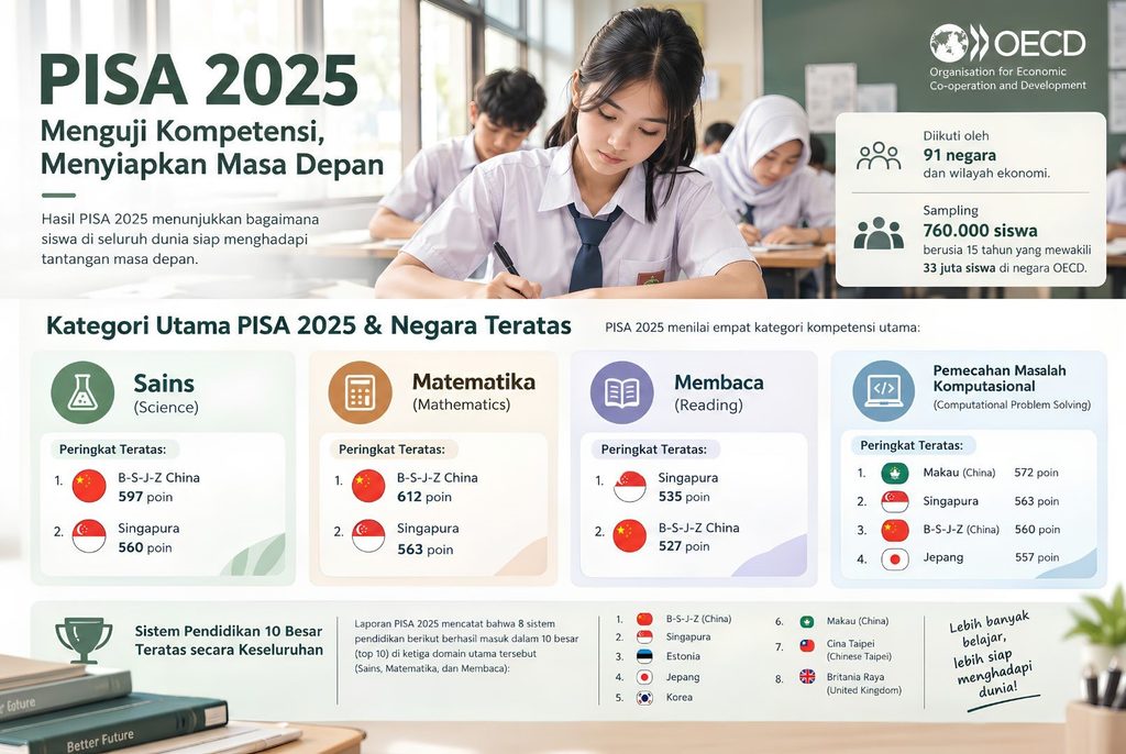 Infografis Analisa PISA 2025 Siswa Indonesia