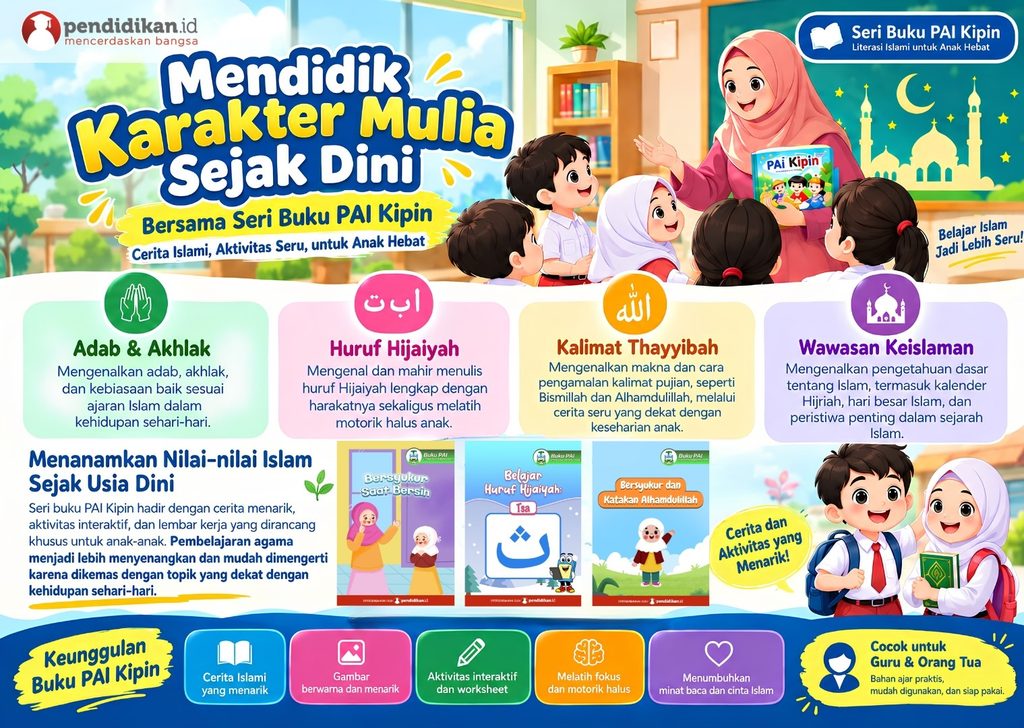 Infografis Cara Mendidik Karakter Mulia Sejak Dini Memanfaatkan Konten PAI Kipin