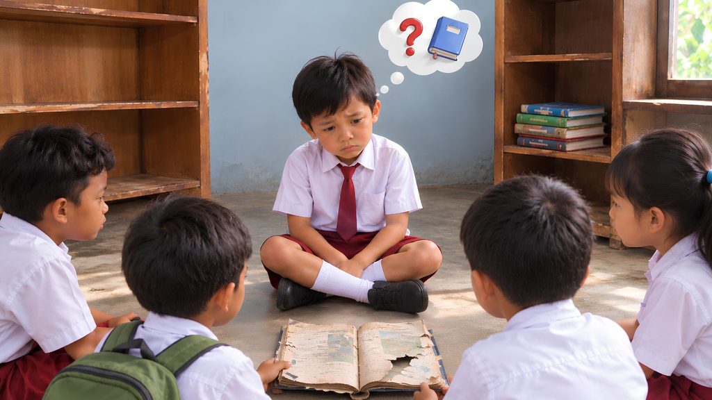 Ilustrasi Ketersediaan Bahan Bacaan yang Kurang, Penyebab Literasi Anak Indonesia Minim