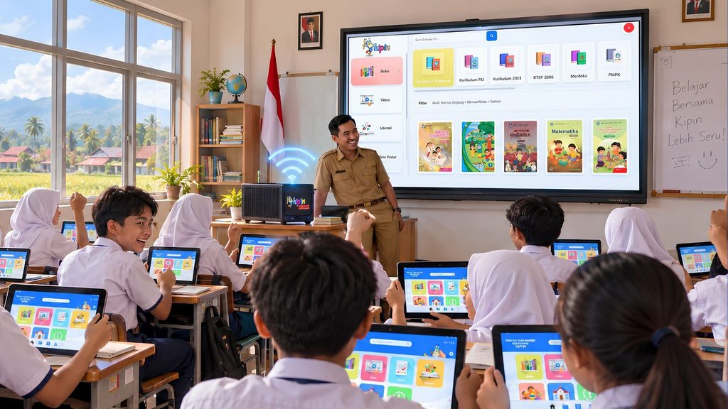 Ilustrasi Digitalisasi Pembelajaran Tanpa Internet dengan Kipin