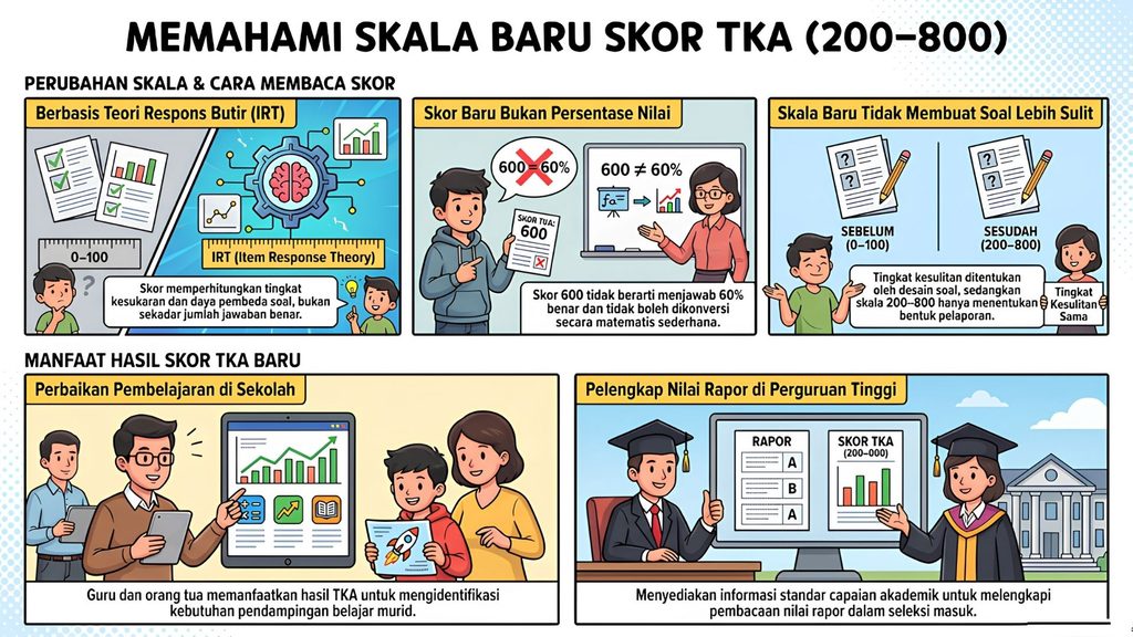 Infografis Memahami Skala Baru Skor TKA (200-800)