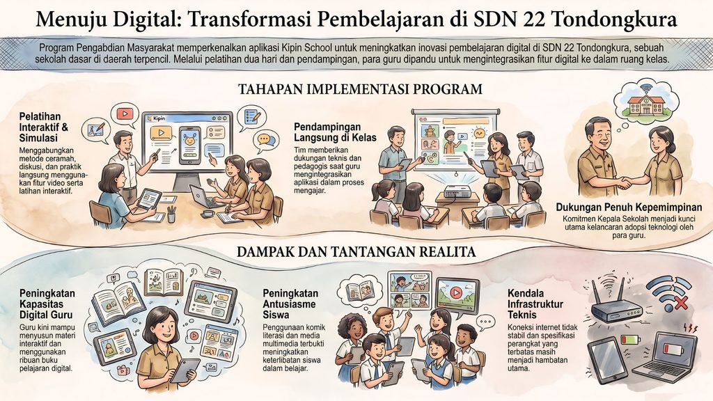 Infografis Tahapan dan Tantangan Transformasi Pembelajaran di SDN 22 Tondongkura