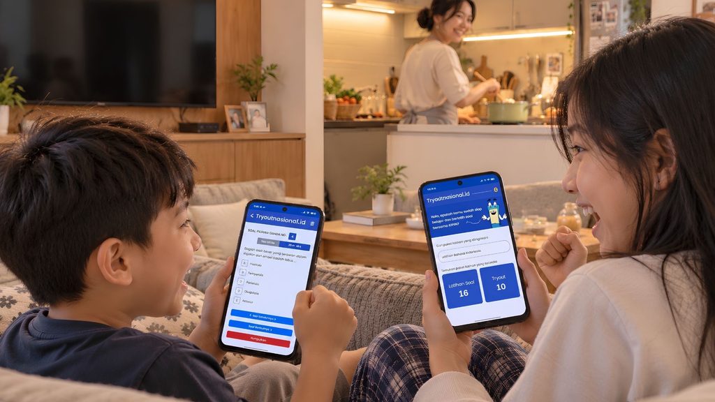 Ilustrasi Belajar TKA dengan TryoutNasional.id dari Rumah Cukup Melalui Smartphone