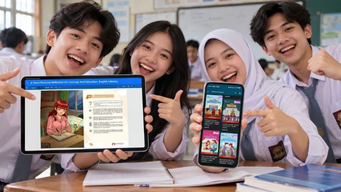 Ilustrasi Peningkatan Literasi Bahasa Inggris Siswa SMA dengan Seri Buku UNFOLD